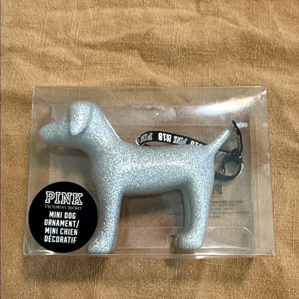 Victoria's Secret PINK Silver Glitter Dog Ornament